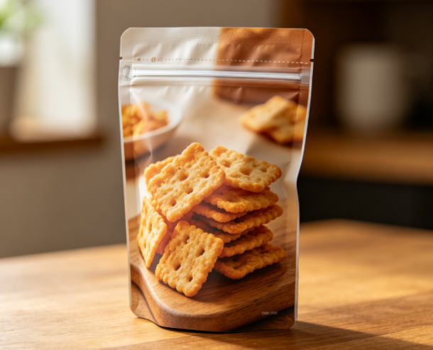 csutom stand up pouches in food and snacks industry