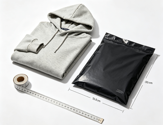 measure poly mailer size for hoodies