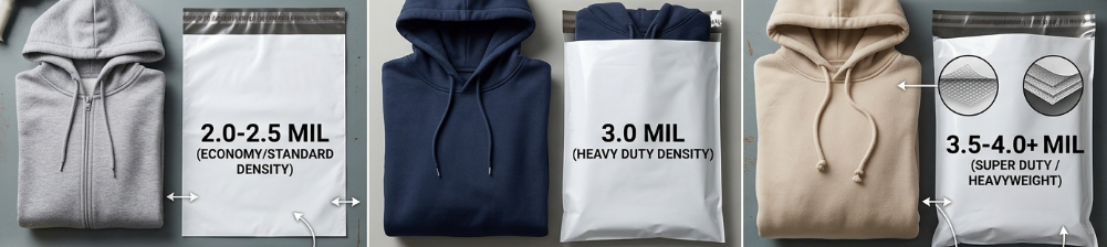 thick of hoodie poly mailers