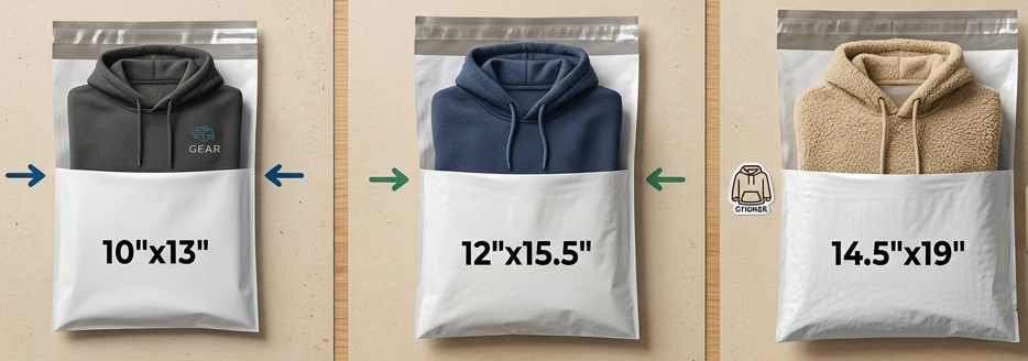 what size poly mailer for hoodies